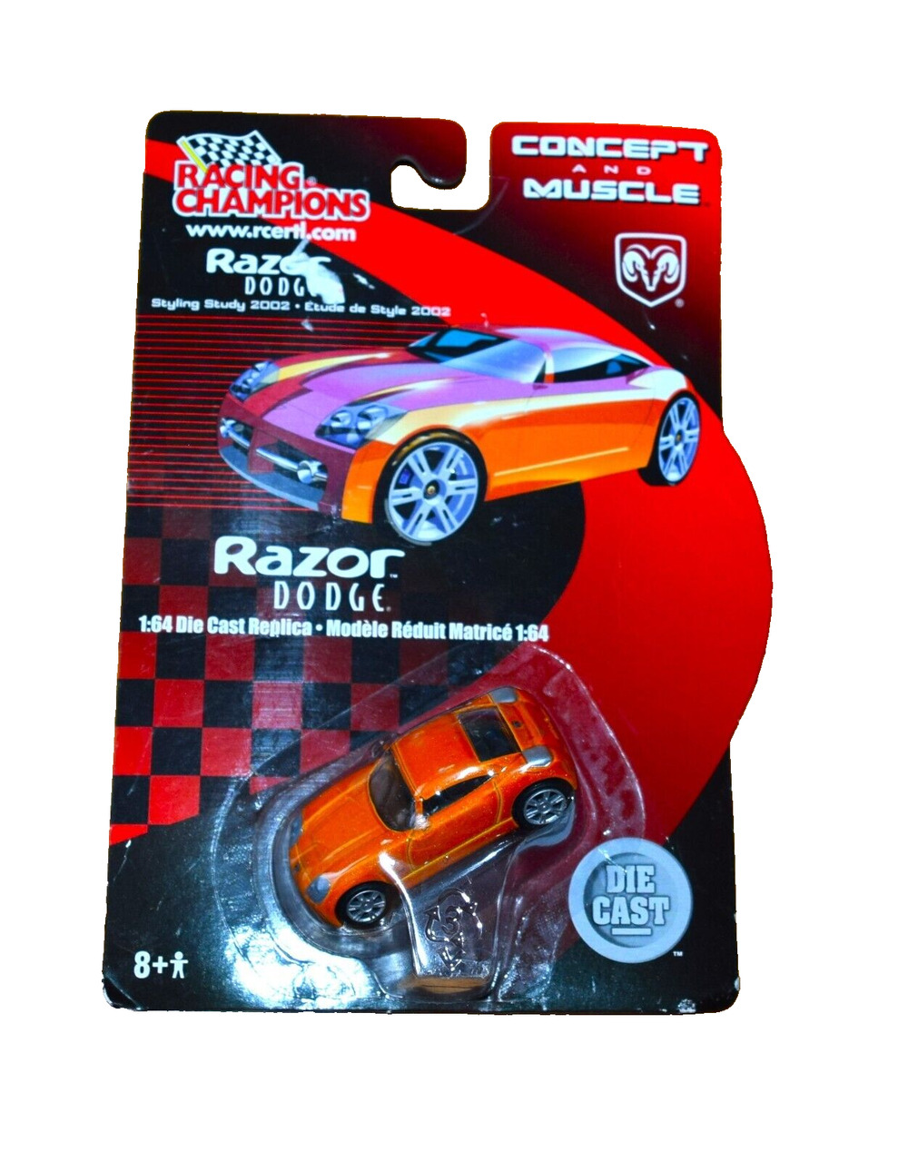 Racing Champions 2002 *ORANGE* Dodge Razor Concept Vehicle 1/64 Die Cast NIB